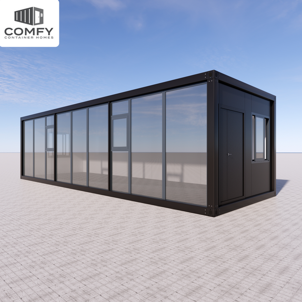 10m x 3.3m Glass-Front Modern House – 33sqm, DIY Flat Pack