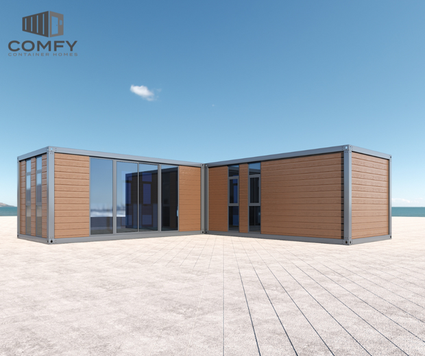 Modular L-Shape Granny DIY Container Home Kit – 49.5sqm