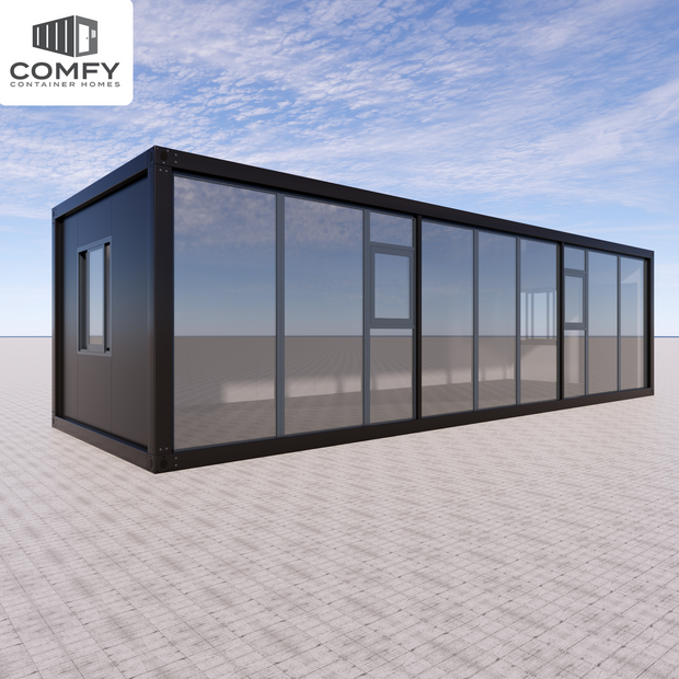 10m x 3.3m Glass-Front Modern House – 33sqm, DIY Flat Pack