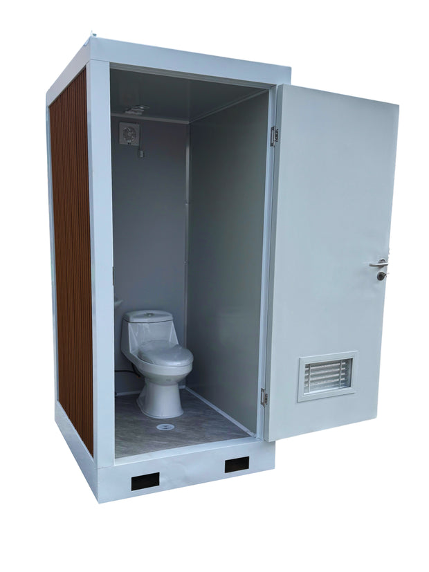 Premium Plumbed-In Portable Toilet Unit with WPC Fluted Wall Cladding – Fully Built & Ready to Use