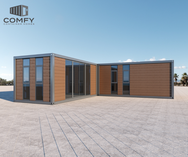Modular L-Shape Granny DIY Container Home Kit – 49.5sqm