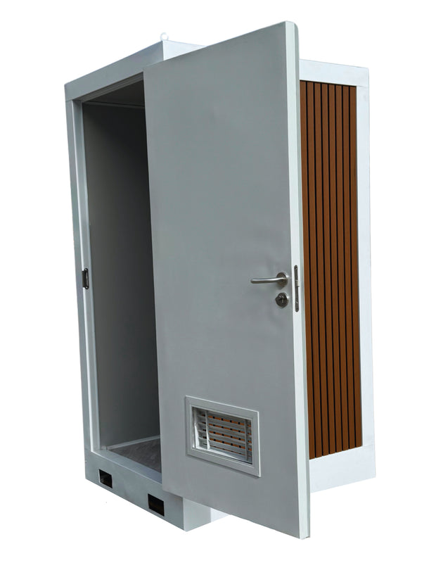 Wc Box Up Cladding Premium Plumbed-In Portable Toilet Unit with WPC Fluted Wall Cladding ...
