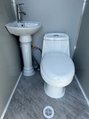 Premium Plumbed-In Portable Toilet Unit with WPC Fluted Wall Cladding – Fully Built & Ready to Use