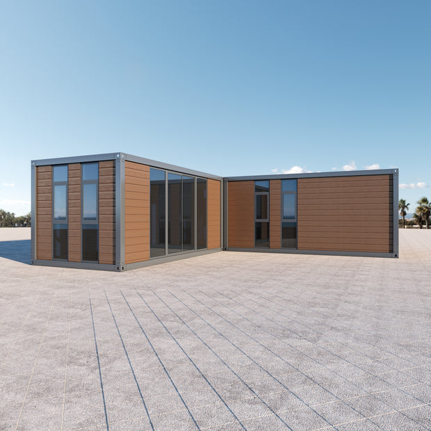 Modular L-Shape Granny DIY Container Home Kit – 49.5sqm