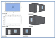6m x 3.3m x 2.8m Glass Faced Office Site Detachable Cabin Studio House