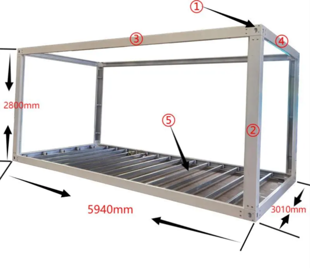 6m x 3m Powder Coated Grey Container Frame